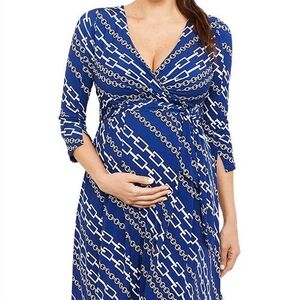 A Pea in the Pod Blue Wrap Dress (size small)